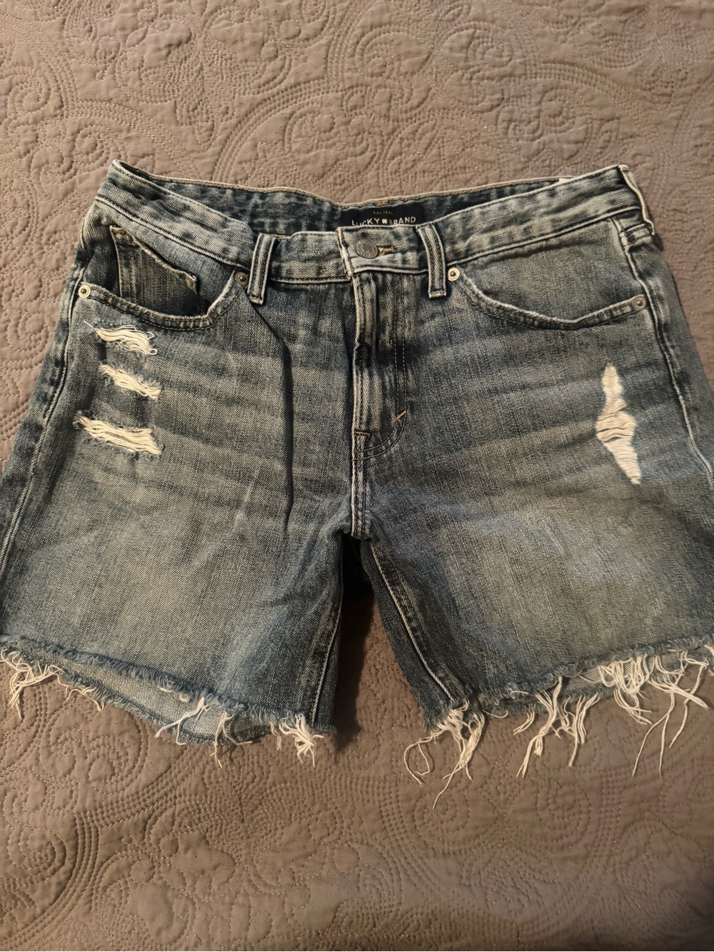 Lucky Brand Faded Blue Distressed Denim Cutoff Shorts
